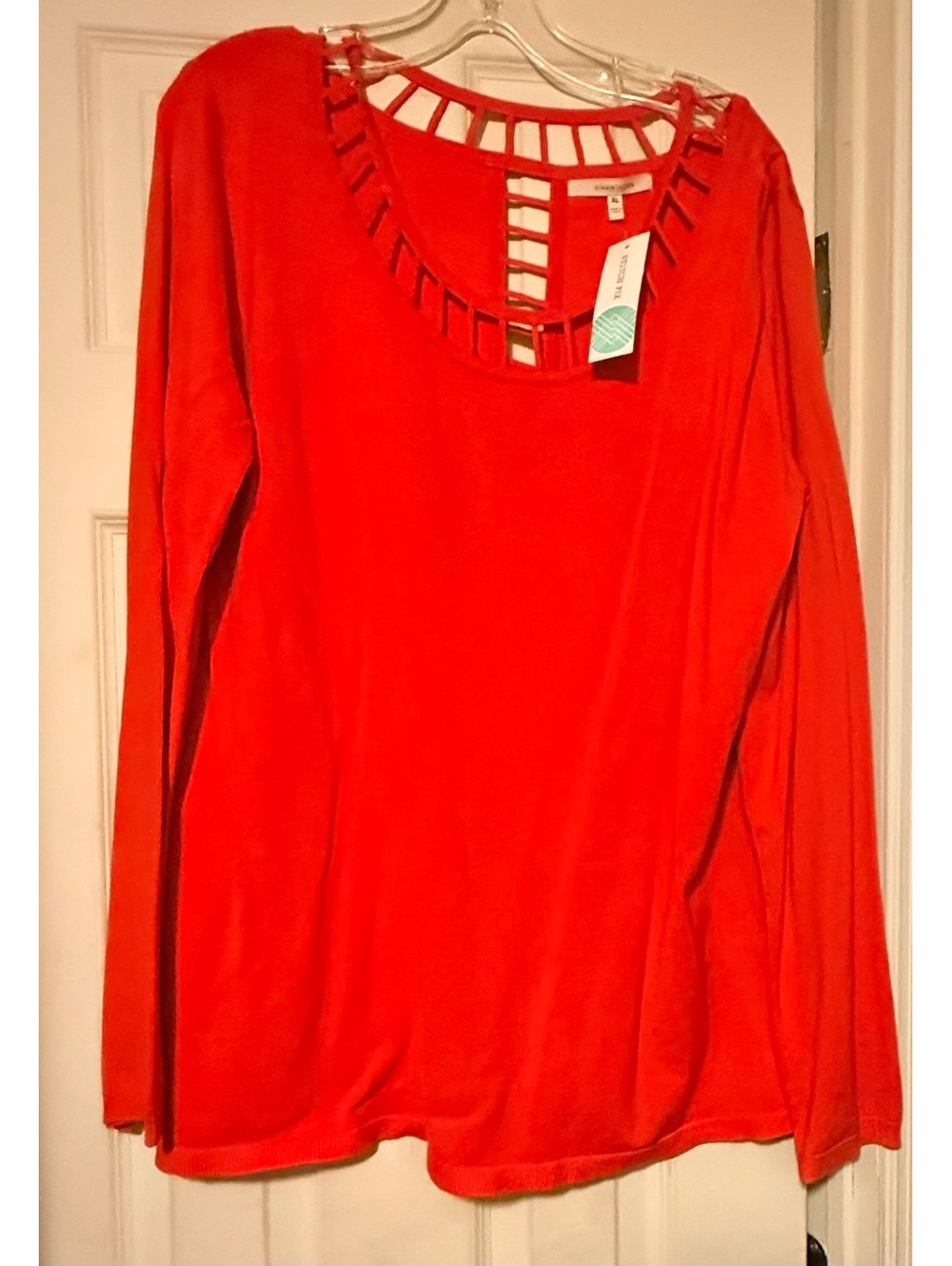 NWT Women’s 41 Hawthorn Stitch Fix Red Orange Lattice Sweater XL